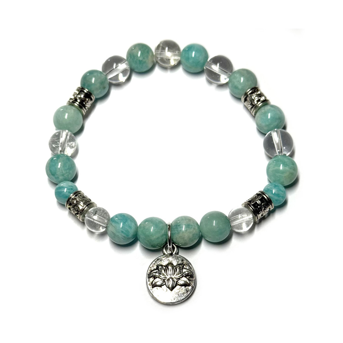 Bracelet Boules Création en Amazonite & Cristal de Roche