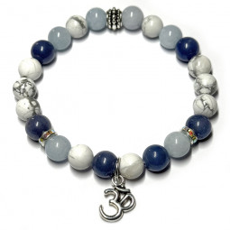 Bracelet Boules en Howlite, Aventurine Bleue & Aigue Marine