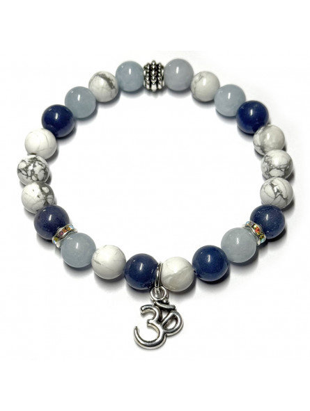 Bracelet Boules en Howlite, Aventurine Bleue & Aigue Marine