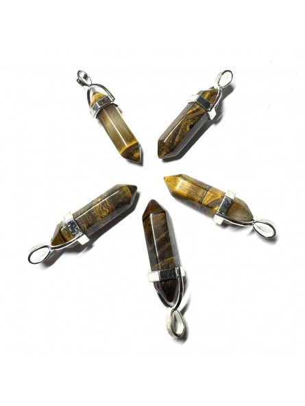 Pendentif Pointe en Oeil de Tigre