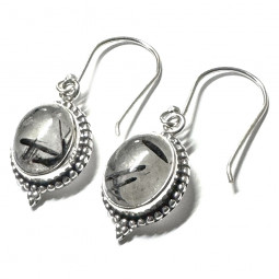 Boucles d'Oreilles en Quartz Tourmaline & Argent