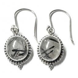 Boucles d'Oreilles en Quartz Tourmaline & Argent