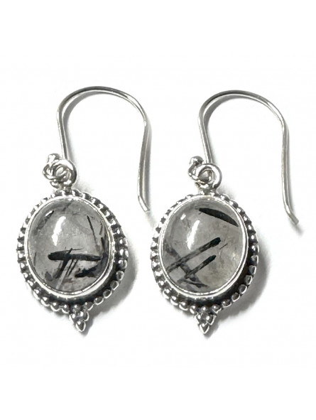 Boucles d'Oreilles en Quartz Tourmaline & Argent