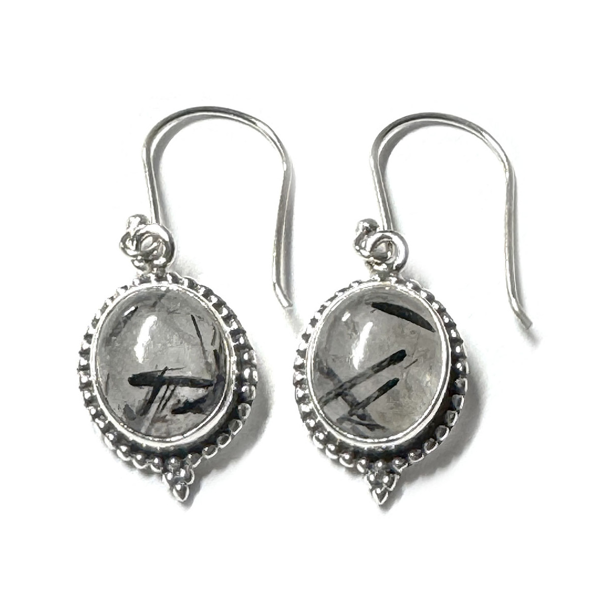 Boucles d'Oreilles en Quartz Tourmaline & Argent