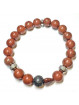 Bracelet en Jaspe Rouge & Howlite ou Basalte