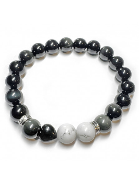 Bracelet pour Couple en Œil Céleste & Howlite