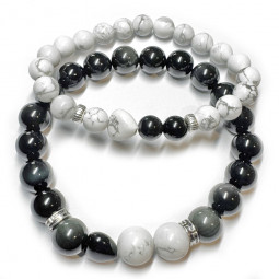 Bracelets Boules pour Couple en Œil Céleste & Howlite