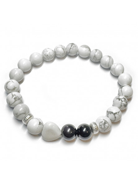 Bracelet pour Couple en Œil Céleste & Howlite