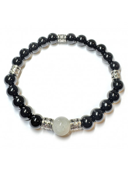 Bracelet Boules Pierre de Lune & Onyx