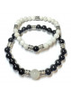 Bracelets Couple Boules Pierre de Lune & Onyx