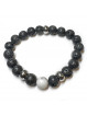 Bracelet Boules Yin & Yang en Basalte & Howlite