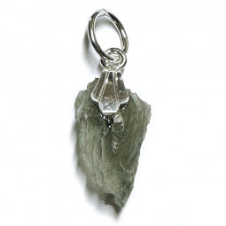 Pendentif en Moldavite Brute & Argent