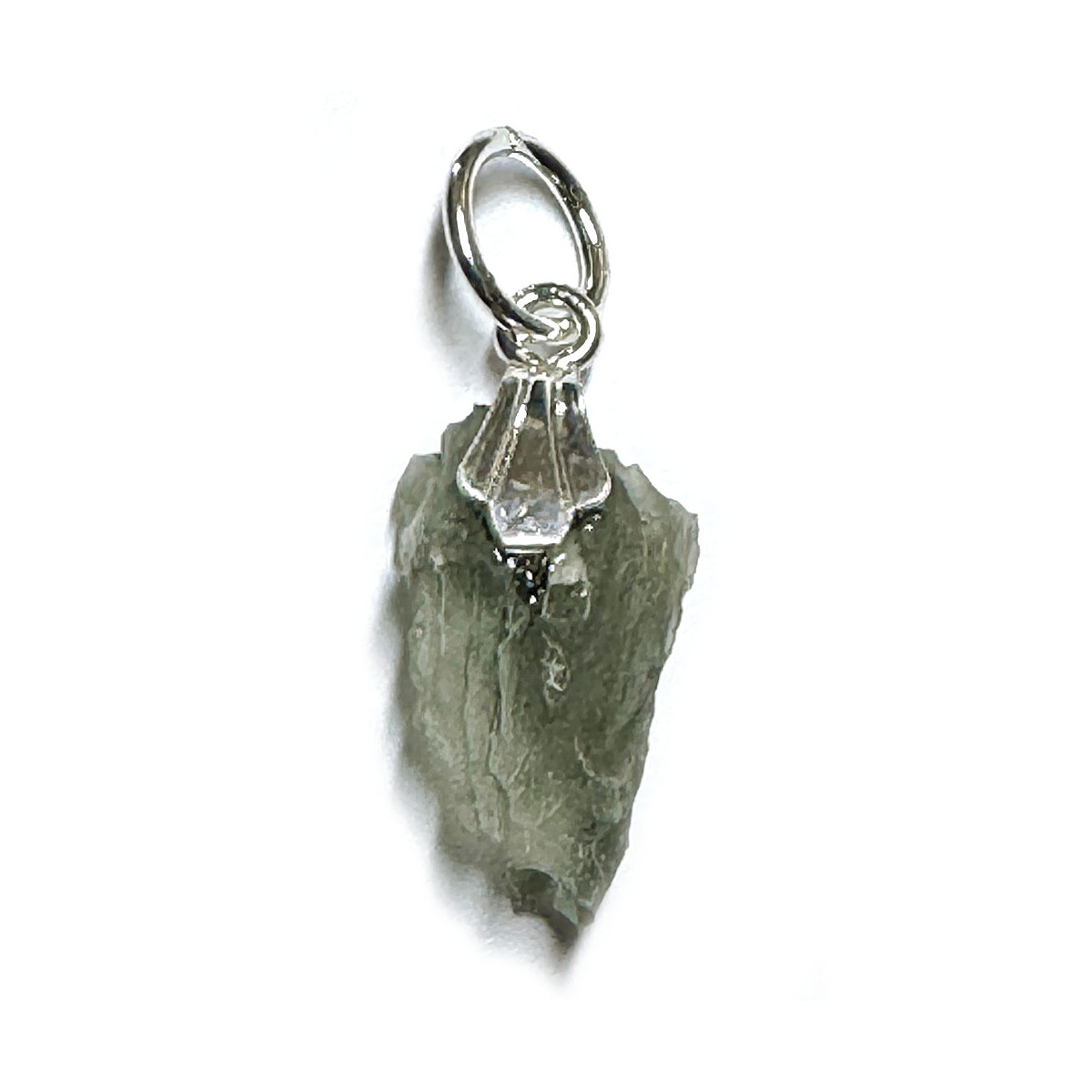 Pendentif en Moldavite Brute & Argent