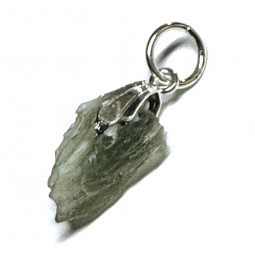 Pendentif en Moldavite Brute & Argent
