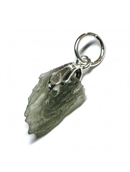 Pendentif en Moldavite Brute & Argent