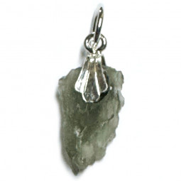 Pendentif en Moldavite Brute & Argent