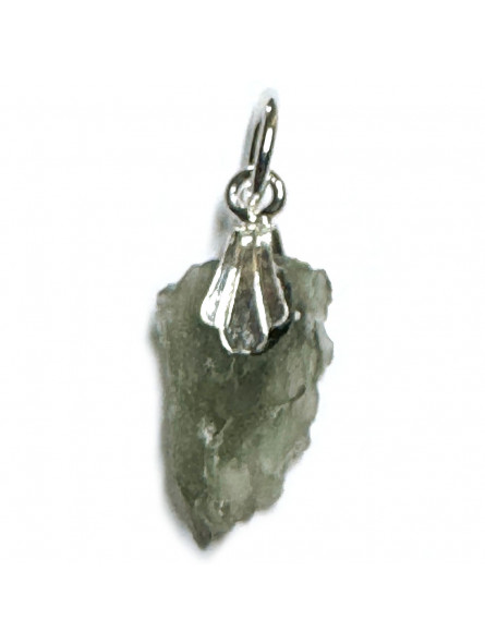 Pendentif en Moldavite Brute & Argent