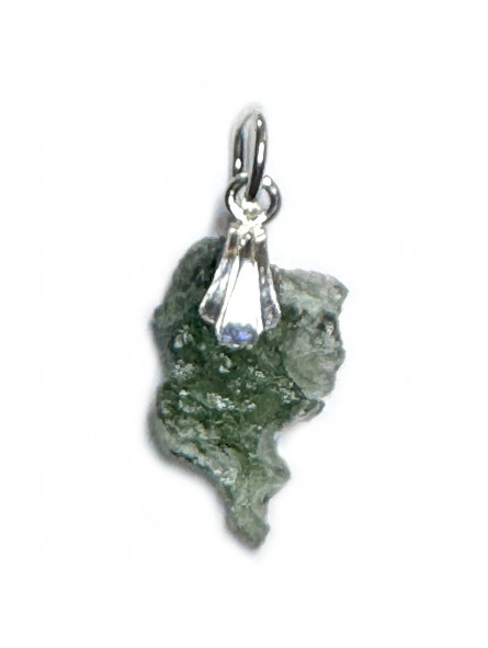 Pendentif Argent et Moldavite Brute