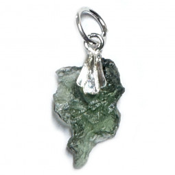 Pendentif Argent et Moldavite Brute