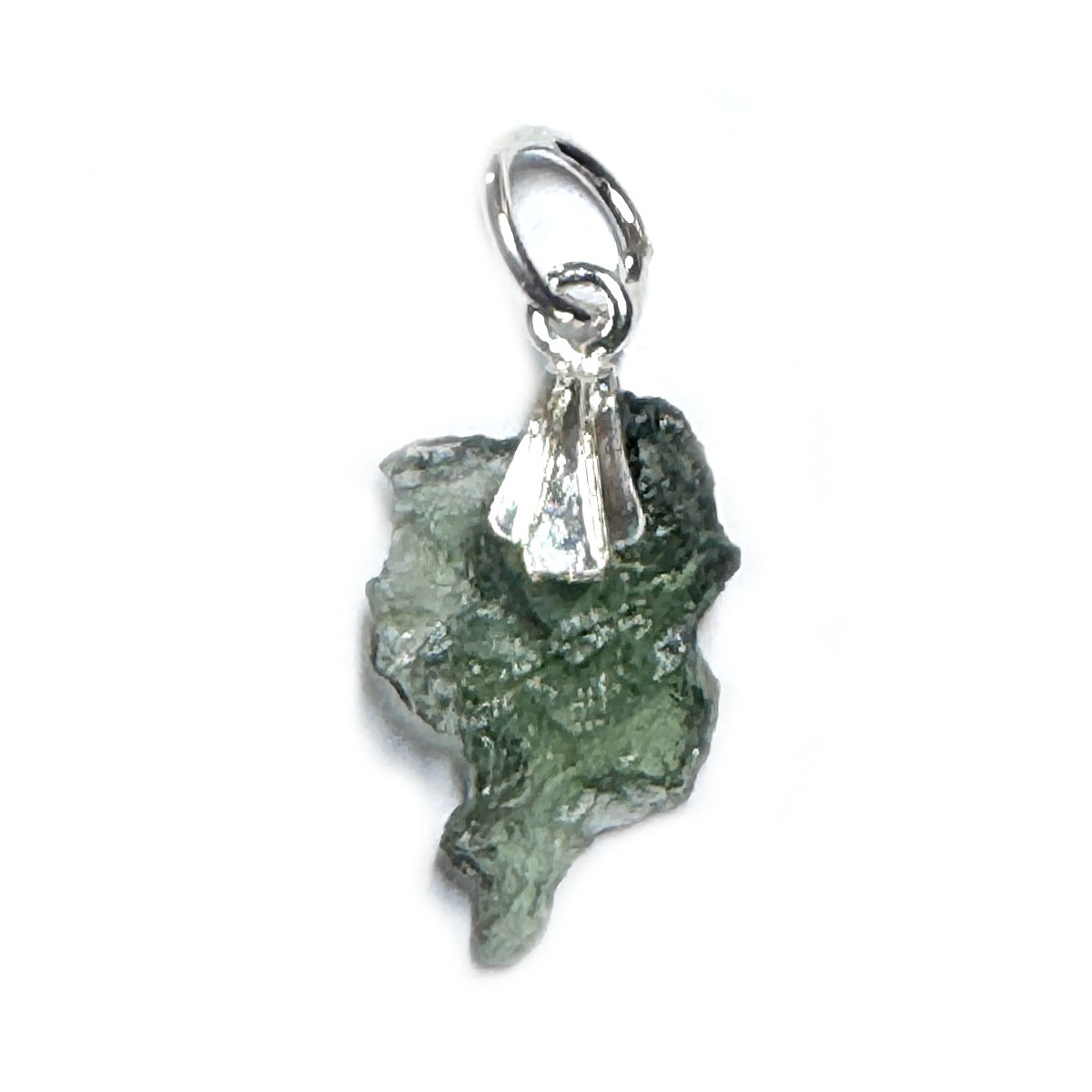 Pendentif Argent et Moldavite Brute