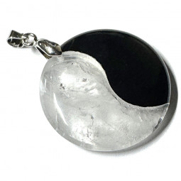 Pendentif Yin & Yang en Obsidienne & Cristal de Roche