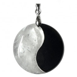 Pendentif Yin & Yang en Obsidienne & Cristal de Roche