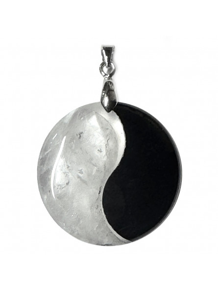 Pendentif Yin & Yang en Obsidienne & Cristal de Roche