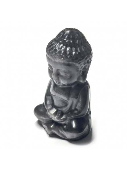 Statuette Bouddha en Obsidienne Argentée - 5 cm