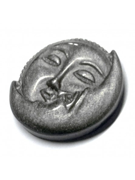 Soleil et Lune en Obsidienne Argentée - 4 cm