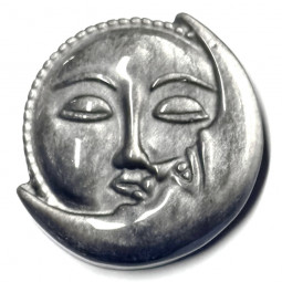 Soleil et Lune en Obsidienne Argentée - 4 cm