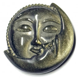 Soleil et Lune en Obsidienne Dorée - 4 cm