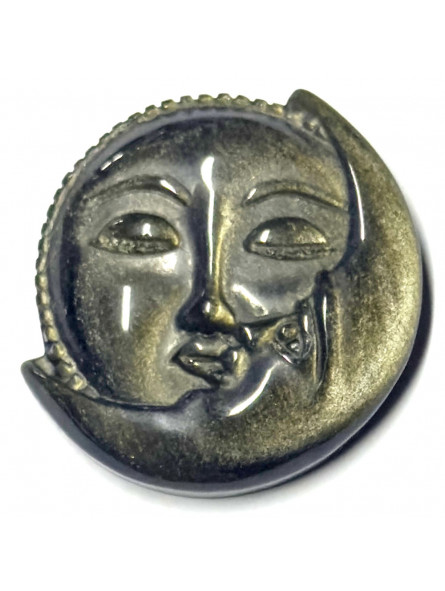 Soleil et Lune en Obsidienne Dorée - 4 cm
