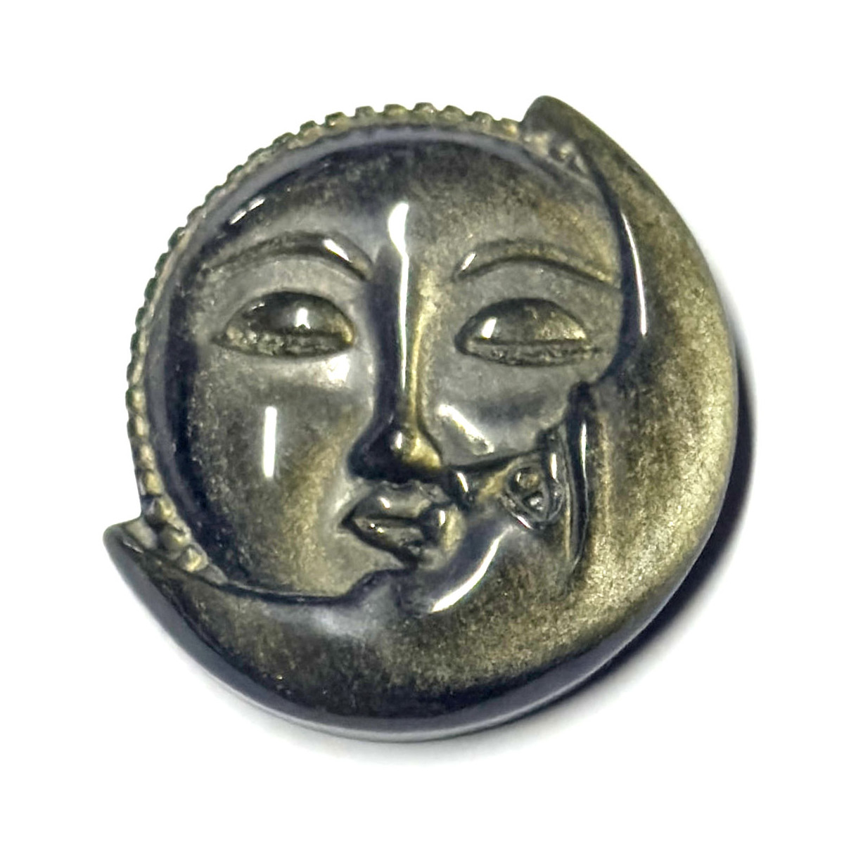 Soleil et Lune en Obsidienne Dorée - 4 cm