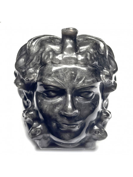 Tête de Médusa en Obsidienne Argentée