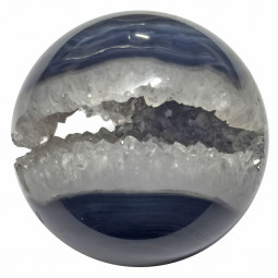 Sphère en Agate Noire ou Onyx Cristallisée