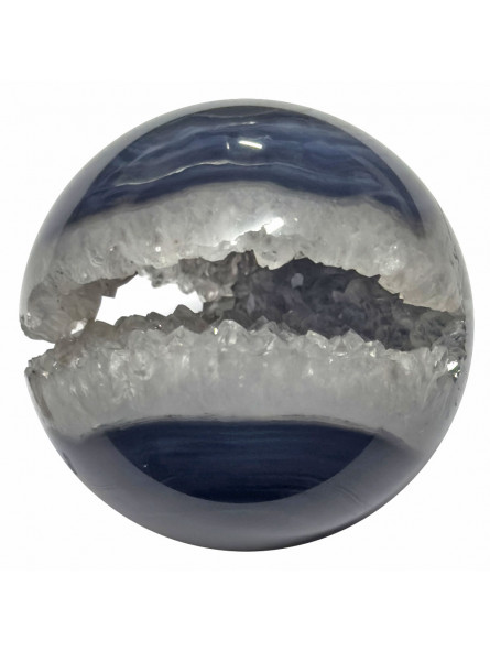 Sphère en Agate Noire ou Onyx Cristallisée