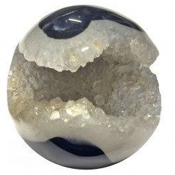 Sphère en Onyx ou Agate Noire Cristallisée