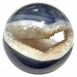 Sphère en Onyx ou Agate Noire Cristallisée - 227 grammes
