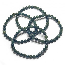 Bracelet en Agate Mousse - Boules Facettées