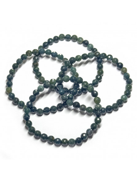 Bracelet en Agate Mousse - Boules Facettées