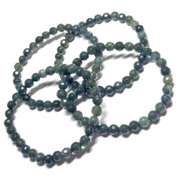 Bracelet en Agate Mousse - Boules Facettées