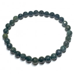 Bracelet en Agate Mousse - Boules Facettées