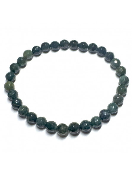 Bracelet en Agate Mousse - Boules Facettées