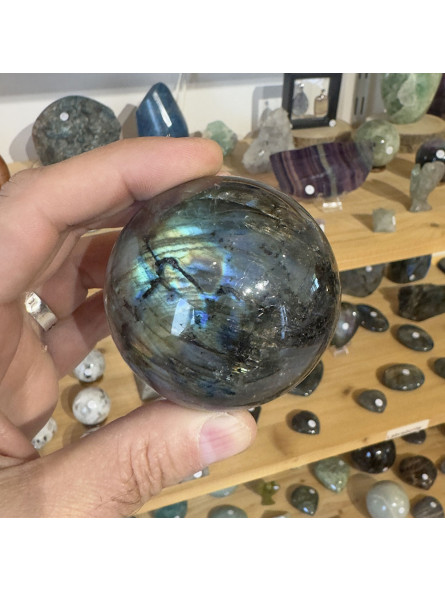 Sphère en Labradorite EXTRA de 63 mm de Diamètre