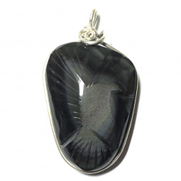 Pendentif Colibri en Obsidienne Oeil Céleste - 32mm