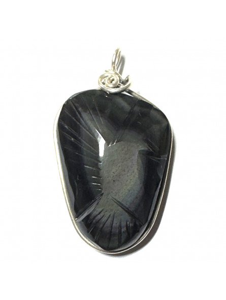 Pendentif Colibri en Obsidienne Oeil Céleste - 32mm