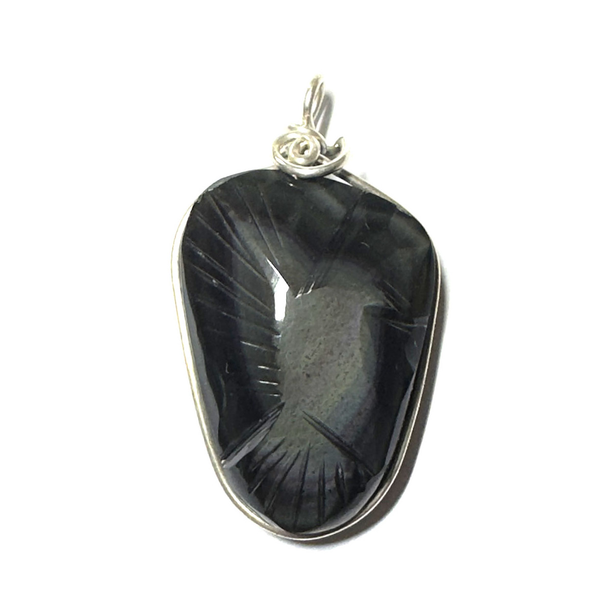 Pendentif Colibri en Obsidienne Oeil Céleste - 32mm