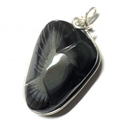 Pendentif Colibri en Obsidienne Oeil Céleste - 32mm