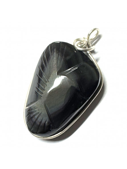 Pendentif Colibri en Obsidienne Oeil Céleste - 32mm