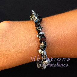 Bracelet en Obsidienne Neige de Style Baroque